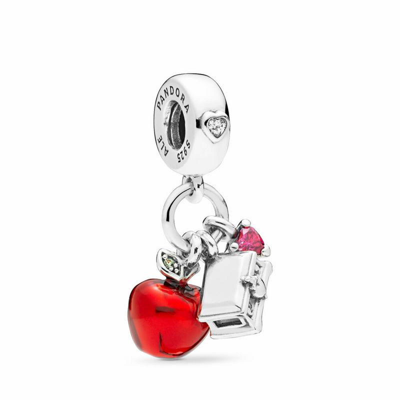 Pandora Disney Snow White’s Apple & Heart Dangle Charm Ireland - Sterling Silver/Enamel/Green/Mixed